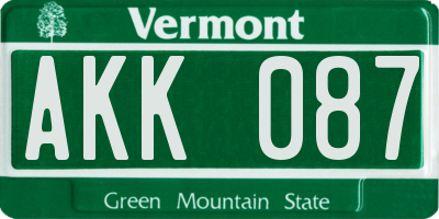 VT license plate AKK087