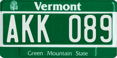 VT license plate AKK089
