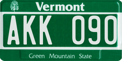 VT license plate AKK090