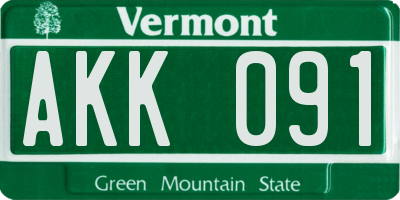 VT license plate AKK091
