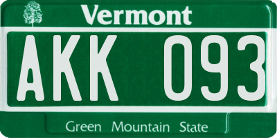 VT license plate AKK093