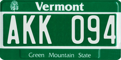 VT license plate AKK094