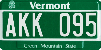 VT license plate AKK095