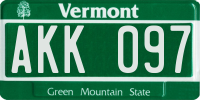 VT license plate AKK097