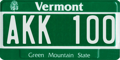 VT license plate AKK100