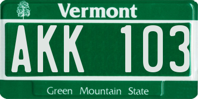 VT license plate AKK103