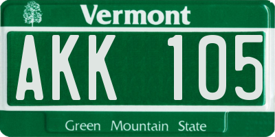 VT license plate AKK105