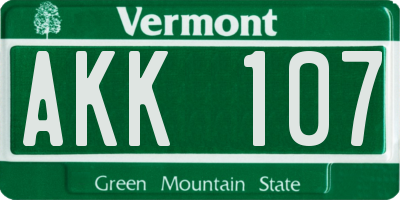 VT license plate AKK107