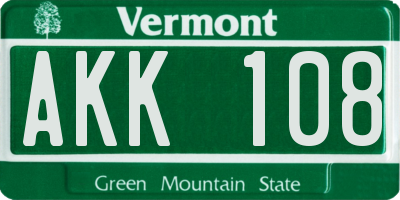 VT license plate AKK108