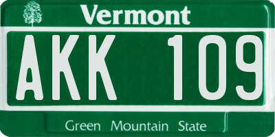 VT license plate AKK109
