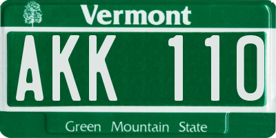 VT license plate AKK110