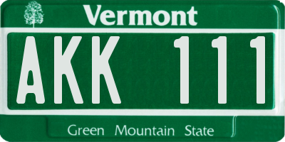 VT license plate AKK111
