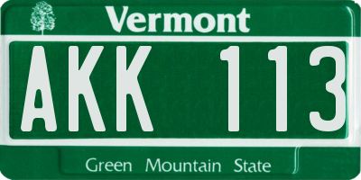 VT license plate AKK113