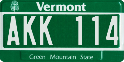 VT license plate AKK114