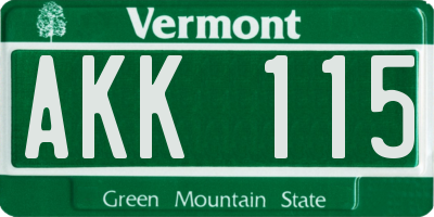 VT license plate AKK115