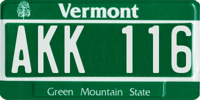 VT license plate AKK116