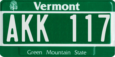 VT license plate AKK117