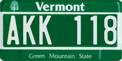 VT license plate AKK118