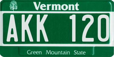 VT license plate AKK120
