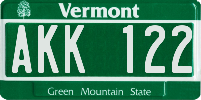VT license plate AKK122