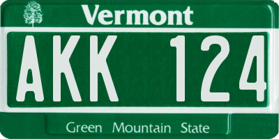 VT license plate AKK124