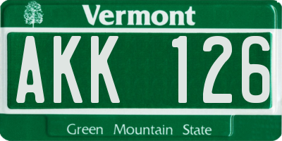 VT license plate AKK126