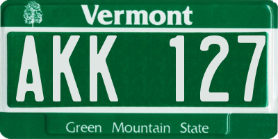 VT license plate AKK127