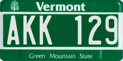 VT license plate AKK129