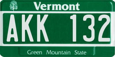 VT license plate AKK132
