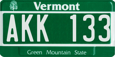 VT license plate AKK133