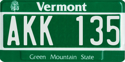 VT license plate AKK135
