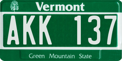 VT license plate AKK137