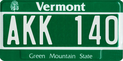 VT license plate AKK140