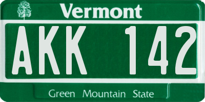 VT license plate AKK142