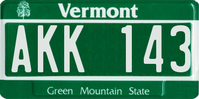 VT license plate AKK143