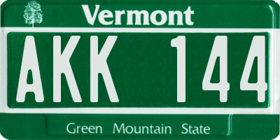 VT license plate AKK144