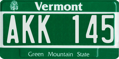 VT license plate AKK145
