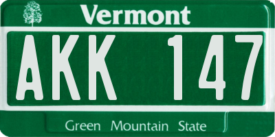 VT license plate AKK147