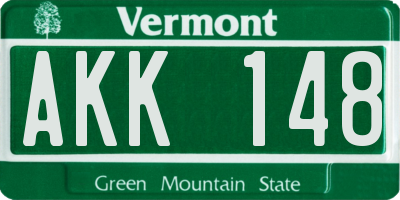 VT license plate AKK148