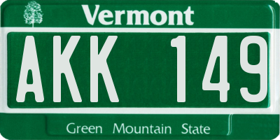 VT license plate AKK149