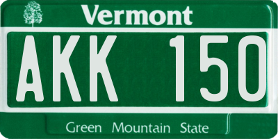 VT license plate AKK150