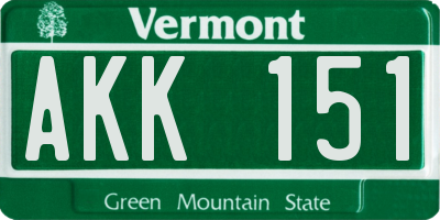 VT license plate AKK151