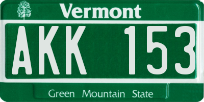 VT license plate AKK153