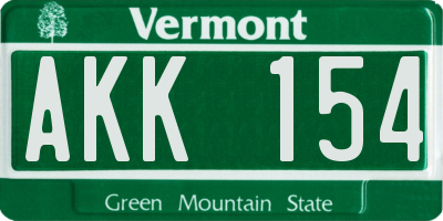 VT license plate AKK154