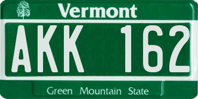 VT license plate AKK162