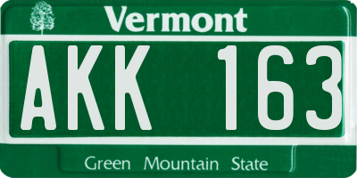 VT license plate AKK163