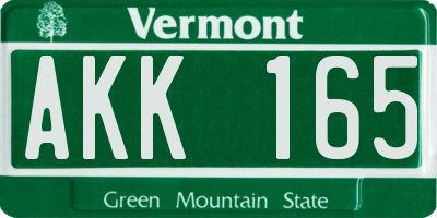 VT license plate AKK165