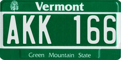 VT license plate AKK166