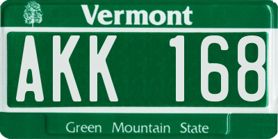 VT license plate AKK168