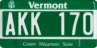 VT license plate AKK170